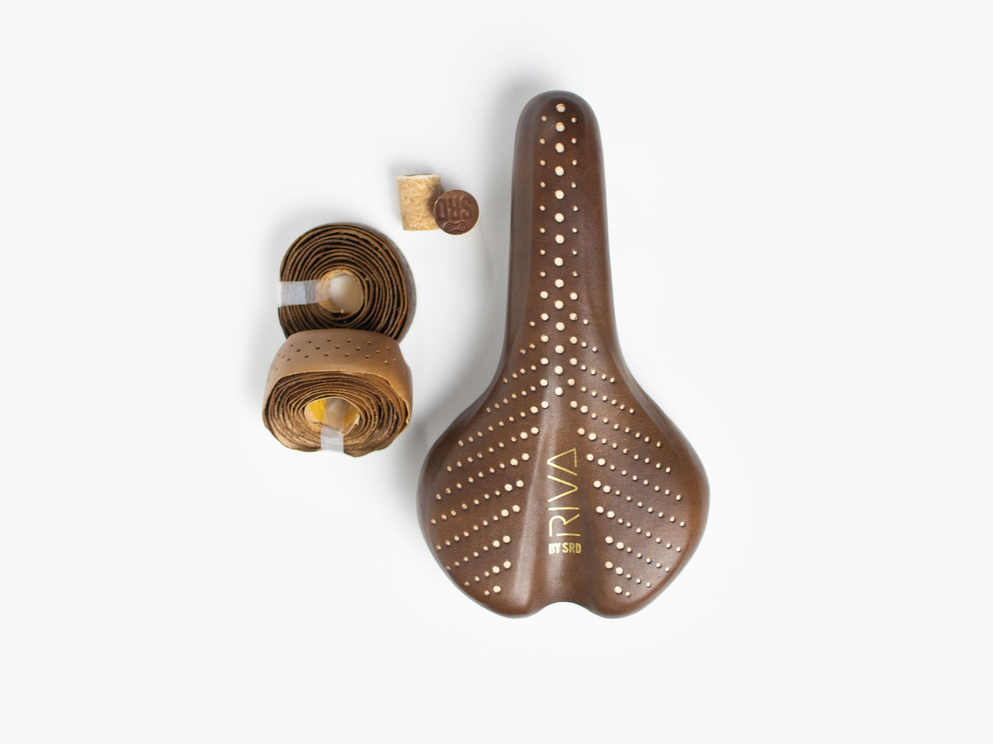 Kit Banco e Fita de Guidão / Manopla Riva Natural Leather